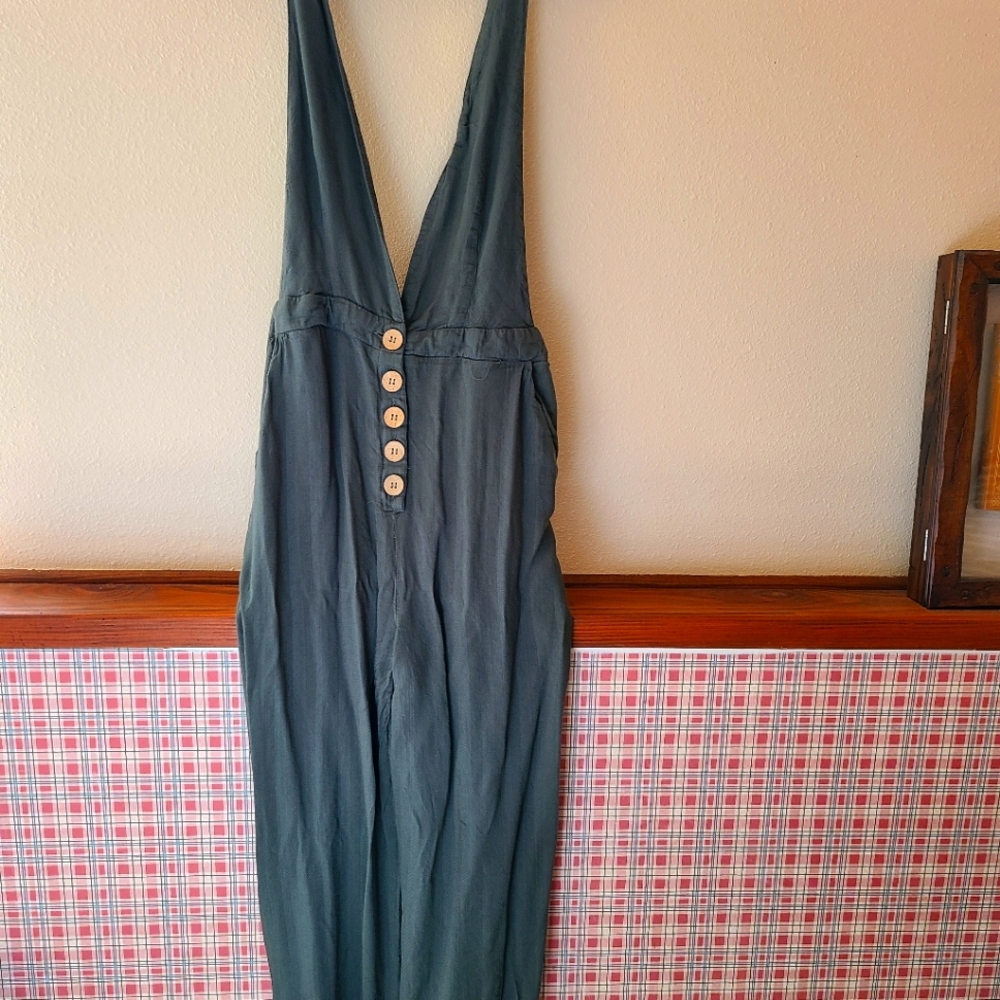 Wild fable | Olive Linen Overalls